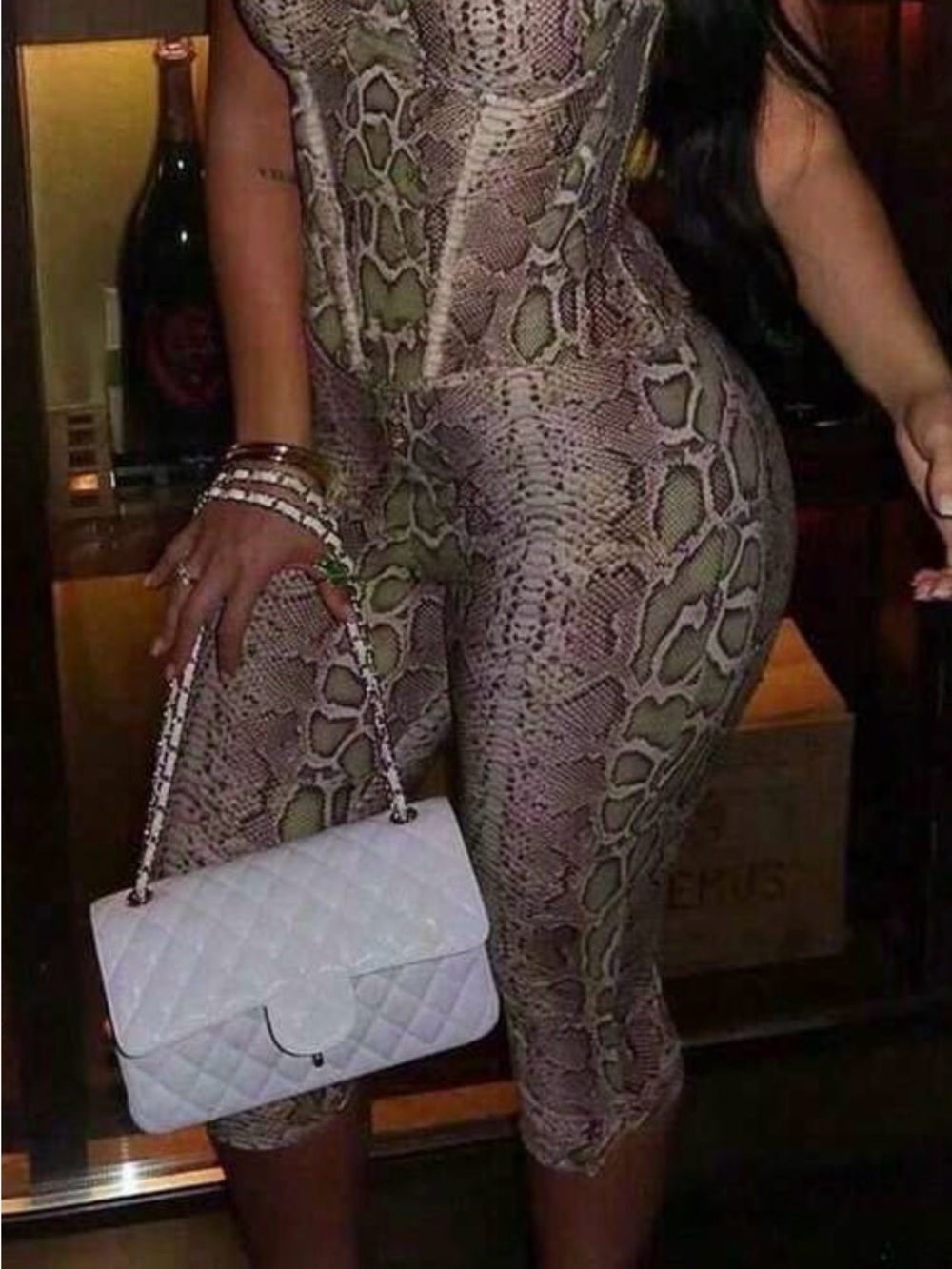 Snake Print Women’s 2 piece set Olive & Taupe